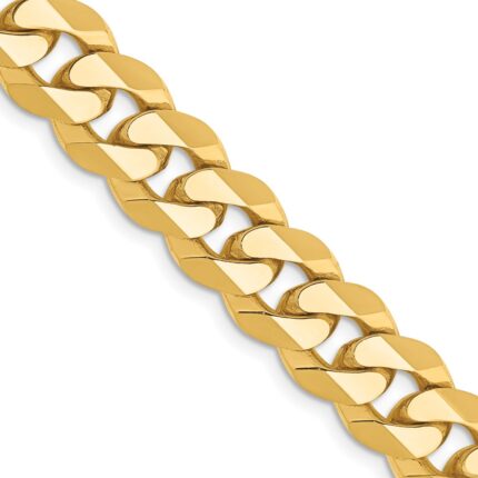 14K 9.5mm Flat Beveled Curb with Lobster Clasp Chain