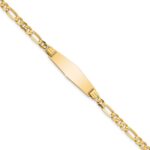 14k Polished Solid Chain/Solid Plate Figaro Link Soft Diamond Shape 24.5x7.3mm Plate 8 inch ID Bracelet