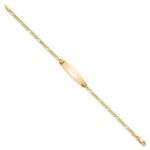 14k Polished Solid Chain/Solid Plate Figaro Link Soft Diamond Shape 24.5x7.3mm Plate 7 inch ID Bracelet - Image 2