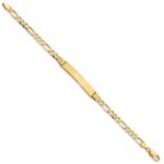 14k Polished Solid Chain/Solid Plate Figaro Link 33.5x6mm Plate 7 inch ID Bracelet - Image 2