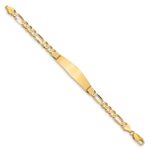 14k Polished Solid Chain/Solid Plate Figaro Link Soft Diamond Shape 37x10mm Plate 8 inch ID Bracelet - Image 2