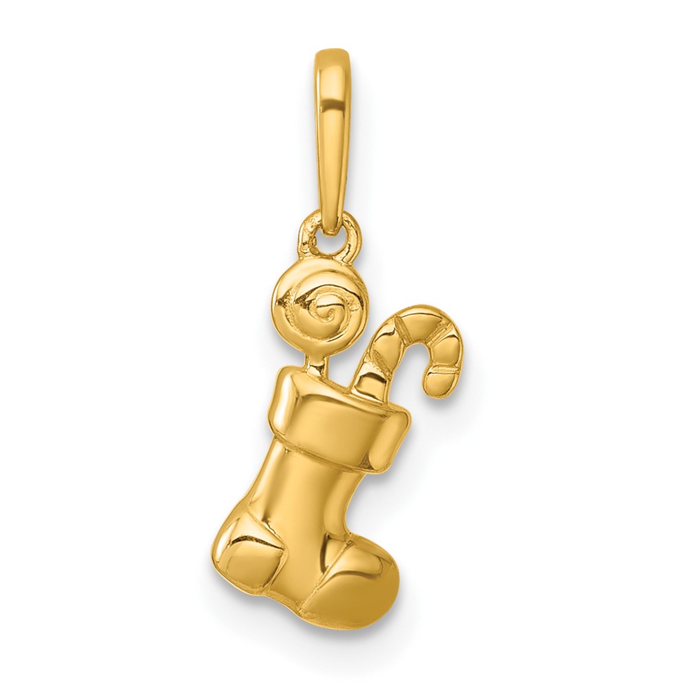 GK1198.jpg 14k Madi K Polished Christmas Stocking with Candy Childrens Charm / Pendant - Image 1
