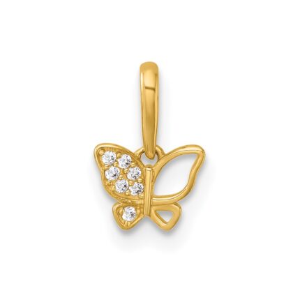 14k Madi K Polished CZ Open Butterfly Childrens Charm / Pendant