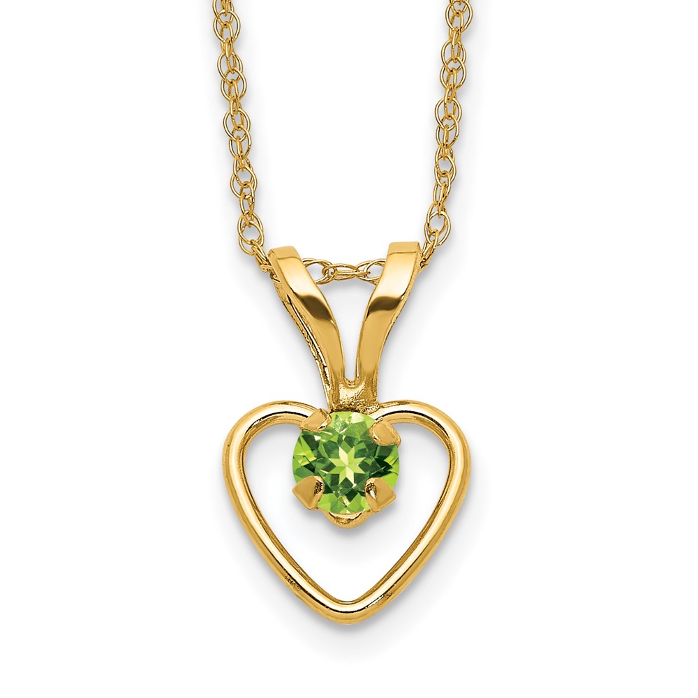 GK410-15.jpg 14k Madi K 3mm Peridot Heart Birthstone Necklace - Image 1