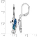 Sterling Silver Rhodium-plated Polished Blue Crystal Seahorse Dangle Earrings - Image 5