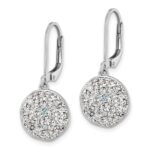 Sterling Silver Rhodium-Plated Polished White Crystal Sand Dollar Dangle Earrings - Image 2