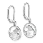 Sterling Silver Rhodium-Plated Polished Crystal Whitecap Wave Dangle Leverback Earrings - Image 4