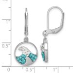 Sterling Silver Rhodium-Plated Polished Crystal Whitecap Wave Dangle Leverback Earrings - Image 5