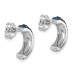 Sterling Silver Rhodium-Plated Polished Blue and White Crystal J-Hoop Earrings - Image 4