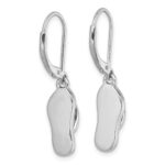 Sterling Silver Rhodium-plated Polished Blue and White Crystal Flip Flop Dangle Leverback Earrings - Image 4