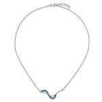 Sterling Silver Rhodium-Plated Polished Blue Crystal Fashion Wave 16.5 inch with a 1 inch extention Necklace - Image 4