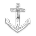 Sterling Silver Rhodium-Plated Polished Crystal Anchor Chain Slide - Image 3