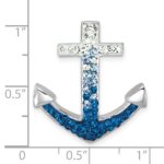 Sterling Silver Rhodium-Plated Polished Crystal Anchor Chain Slide - Image 5