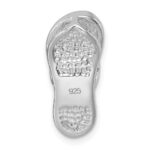 Sterling Silver Rhodium-plated Polished White Crystal Flip Flop Chain Slide - Image 3