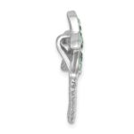 Sterling Silver Rhodium-Plated Polished Green Crystal Palm Tree Chain Slide - Image 2