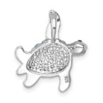 Sterling Silver Rhodium-plated Polished Crystal Turtle Chain Slide - Image 3