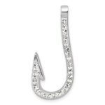 Sterling Silver Rhodium-Plated Polished Crystal Hook Pendant