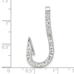 Sterling Silver Rhodium-Plated Polished Crystal Hook Pendant - Image 5