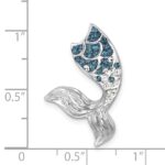 Sterling Silver Rhodium-Plated Polished Crystal Mermaid Tail Chain Slide - Image 5