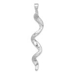 Sterling Silver Rhodium-Plated Polished Long Crystal Twirl Wave Pendant - Image 3
