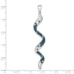 Sterling Silver Rhodium-Plated Polished Long Crystal Twirl Wave Pendant - Image 5