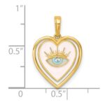 14k with White Rhodium Polished Multi Color Enamel Eye In Heart Charm - Image 4