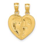 14k Polished Diamond-cut I LOVE YOU 2-Piece Break Apart Heart Pendant - Image 3