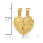 14k Polished Diamond-cut I LOVE YOU 2-Piece Break Apart Heart Pendant - Image 4