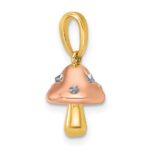 14k with White Rhodium and Rose-plating Polished 3-D Mushroom Charm - Image 4
