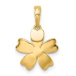 14k with White Rhodium Polished Blooming Flower Charm - Image 3