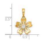 14k with White Rhodium Polished Blooming Flower Charm - Image 4