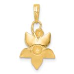 14k with White Rhodium Polished Blooming Flower Charm - Image 3