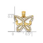 14k Polished CZ Cut Out Wing Butterfly Pendant - Image 4