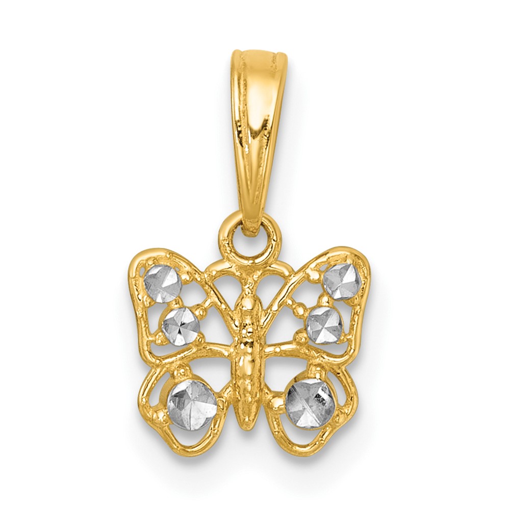 K10025.jpg 14k with White Rhodium Polished Butterfly Charm - Image 1