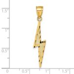 14k Polished Diamond-cut Textured Lighting Bolt Pendant - Image 4