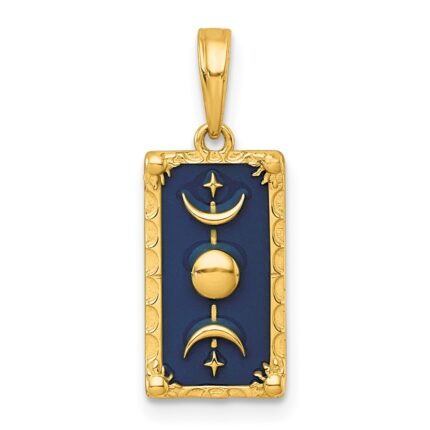 14k Polished Blue Enamel Moon Cycle Charm