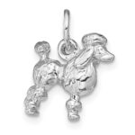 14k White Gold Solid 3-D Poodle Dog Charm - Image 3