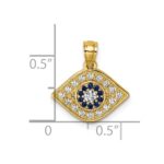 14k Polished Lab Created Blue Spinel and CZ Evil Eye Charm Pendant - Image 4