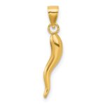 14k Polished Hollow 3-D Italian Horn Pendant - Image 3