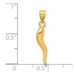 14k Polished Hollow 3-D Italian Horn Pendant - Image 4