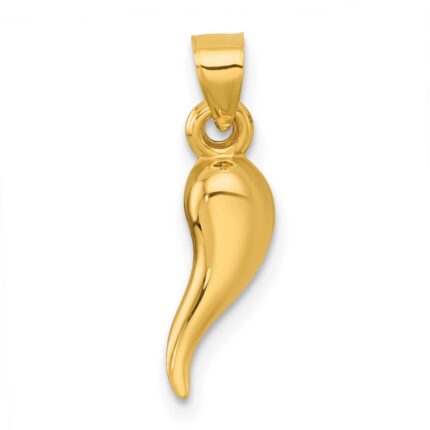 14k Polished Hollow 3-D Italian Horn Pendant
