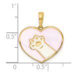 14k Polished White Enamel Paw In Pink Heart Charm - Image 4
