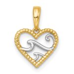 14k with White Rhodium Reversible Polished Waves In Heart Charm - Image 3