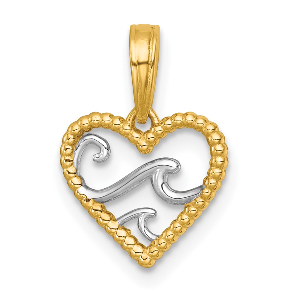 K10062.jpg 14k with White Rhodium Reversible Polished Waves In Heart Charm - Image 1