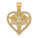 14k Polished And Textured RN Symbol in Open Heart Pendant