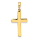 14K with White Rhodium Diamond-cut Latin Cross Pendant - Image 3