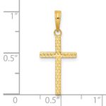 14k Polished Textured Cross Pendant - Image 4