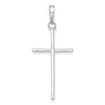 14K White Gold 3-D and Polished Stick Cross Pendant