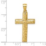14k Polished Diamond-cut Textured Fancy Latin Cross Pendant - Image 4