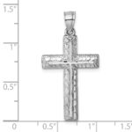14k Polished White Gold Diamond-cut Fancy Latin Cross Pendant - Image 4